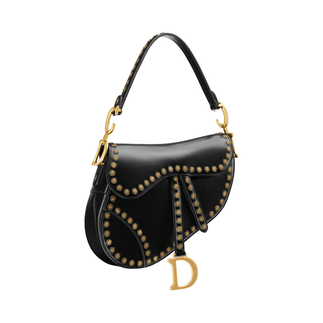 디올 새들 백 스트랩 블랙 골드 피니쉬 썬 스터드(Dior Saddle Bag With Strap Black Gold Finish Sun Studs) - 2