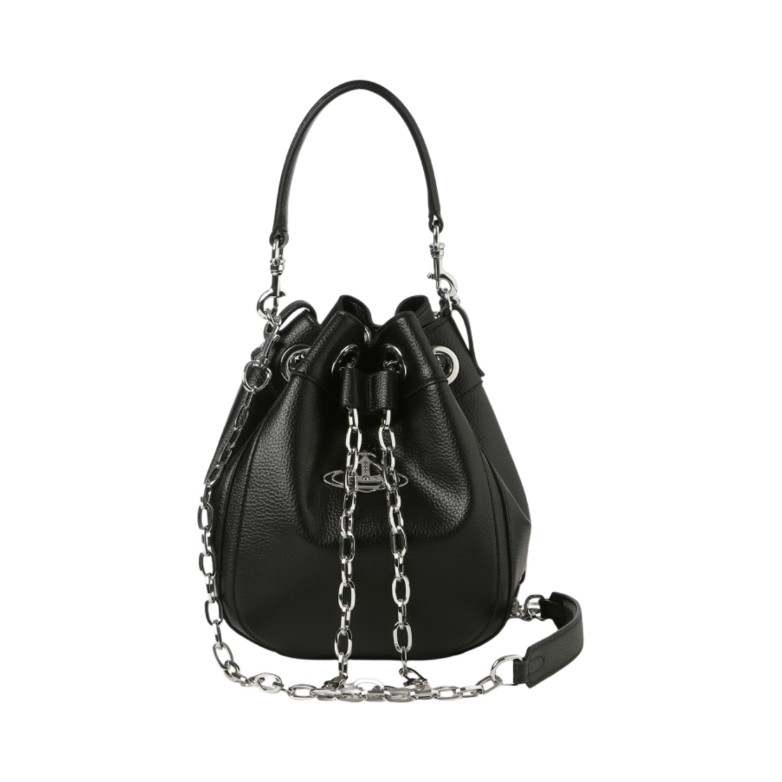 43020001-S000D-N403 Vivienne Westwood Re-Vegan Grain Chrissy Medium Bucket Bag Black