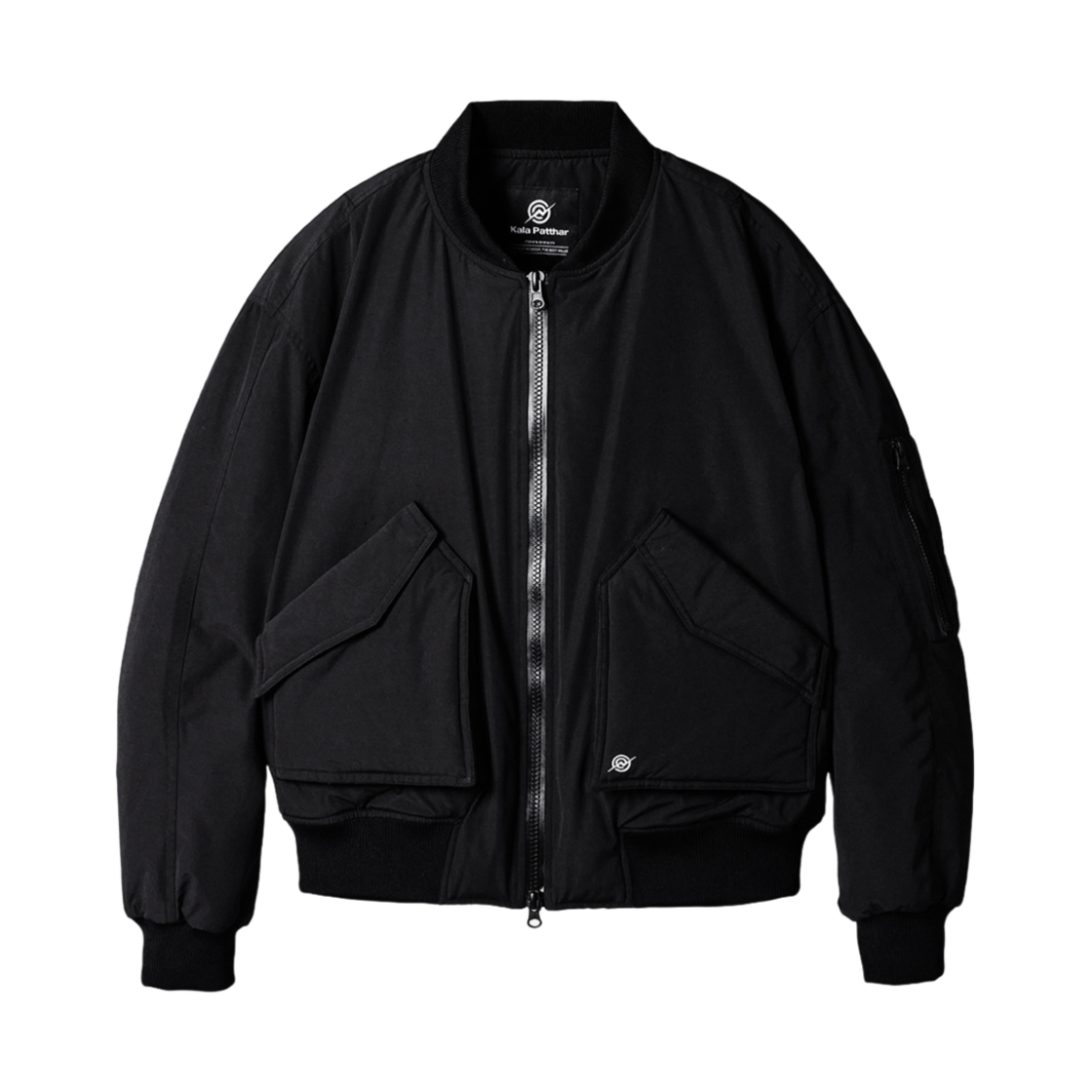 KA3JK1058MBK KALA PATTHAR Poly Cotton Rib Bulky Pocket Ma-1 Jacket - Black