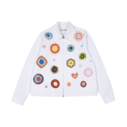 The Museum Visitor Multi Knit Patch Printed Shirts Jacket White