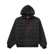 Supreme Plaid Wool Hooded Work Jacket Black - 23FW