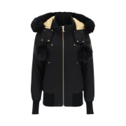 (W) Moose Knuckles Gold Debbie Bomber Black Fox Fur Black