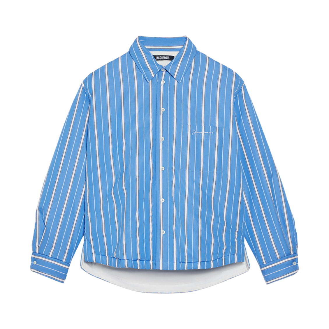 자크뮈스 라 슈미즈 불랑제 퍼프 오버셔츠 블루 스트라이프(Jacquemus La Chemise Boulanger Puffed Overshirt Blue Stripes)