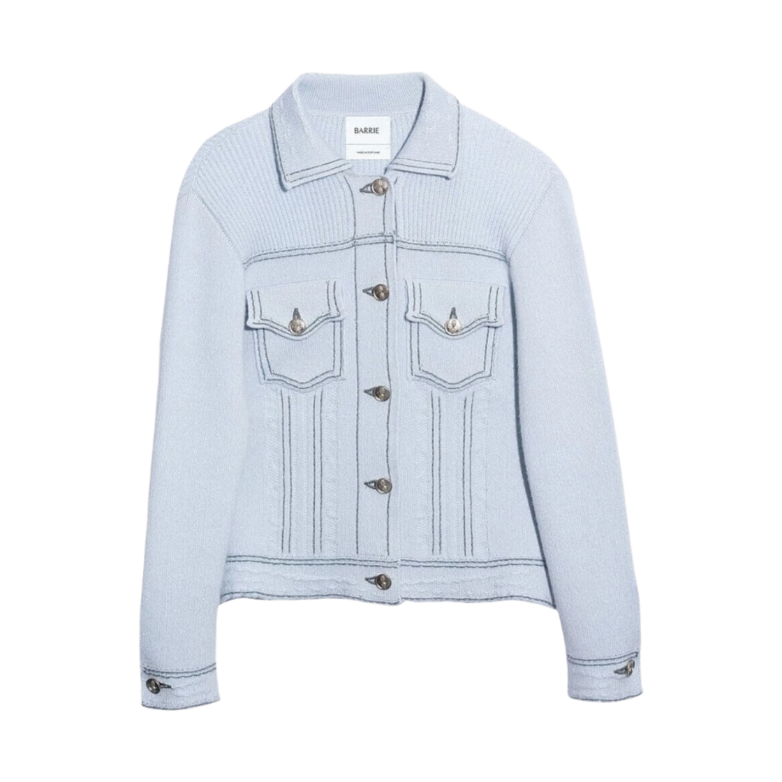 (W) 배리 데님 핏 캐시미어 코튼 자켓 셀레스테 퍼스레인 블루((W) Barrie Denim Fitted Cashmere Cotton Jacket Celeste Puslane Blue)