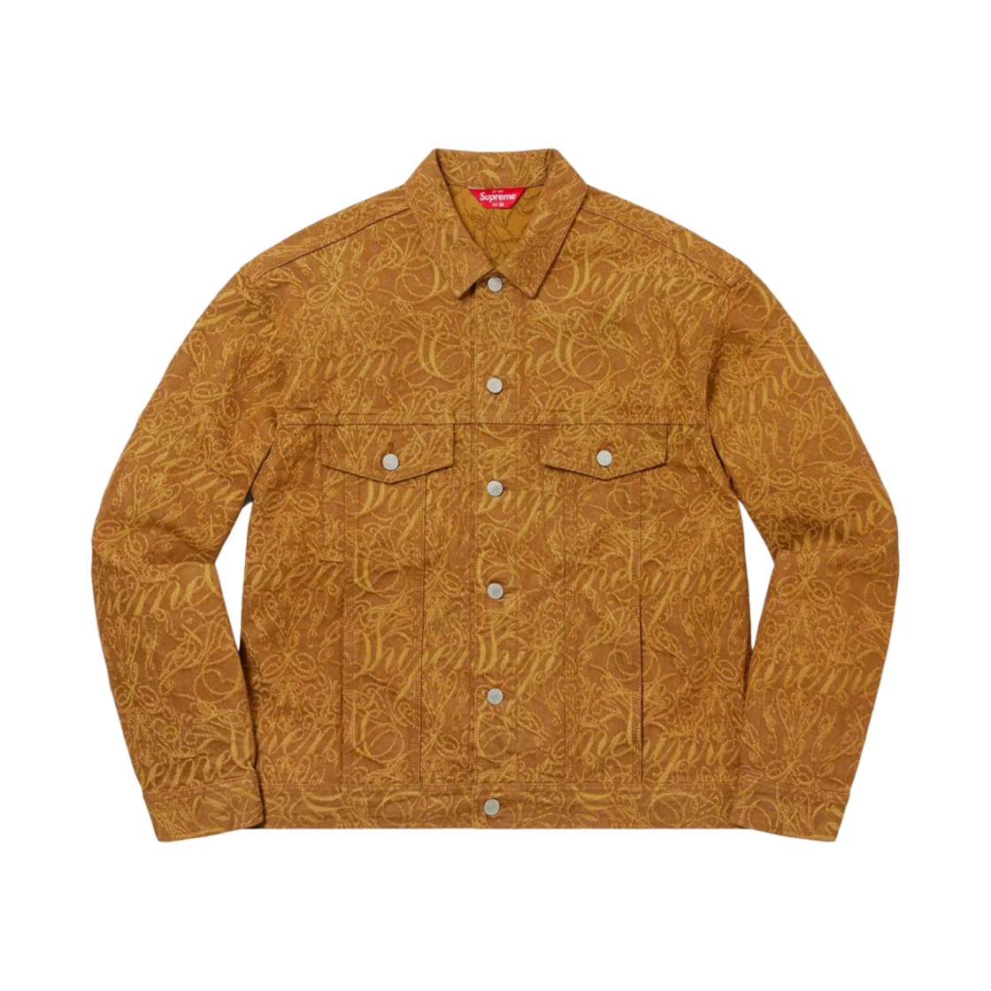 슈프림 스크립트 자카드 데님 트러커 자켓 브라운 - 22FW(Supreme Script Jacquard Denim Trucker Jacket Brown - 22FW) - 1