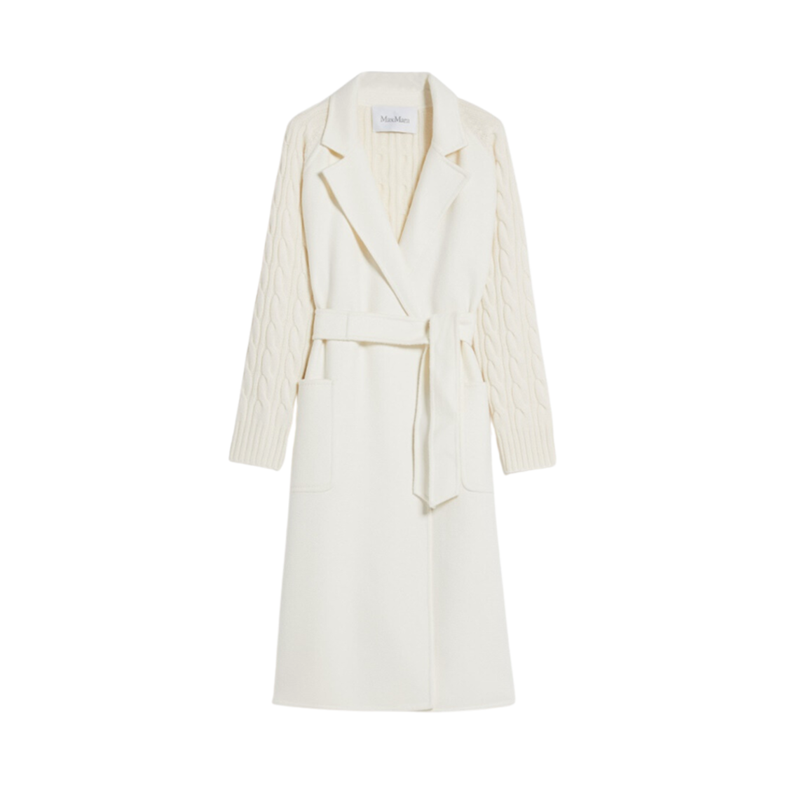(W) 막스마라 헬로 캐시미어 앤 울 방수 코트 화이트((W) Max Mara Hello Cashmere and Wool Robe Coat White) - 1