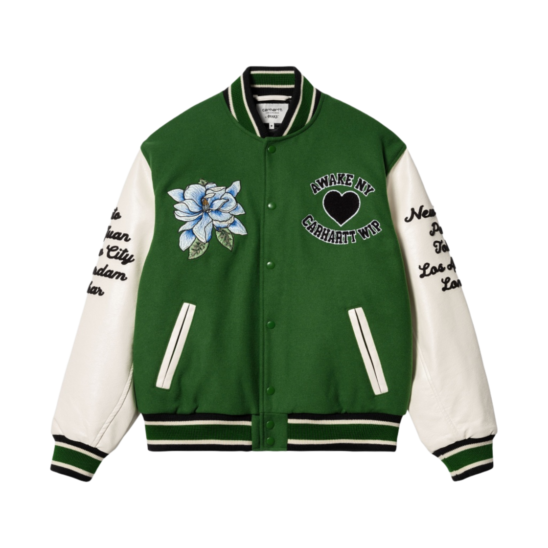 칼하트 WIP x 어웨이크 NY 테디 자켓 그린 크림(Carhartt WIP x Awake NY Teddy Jacket Green Cream)