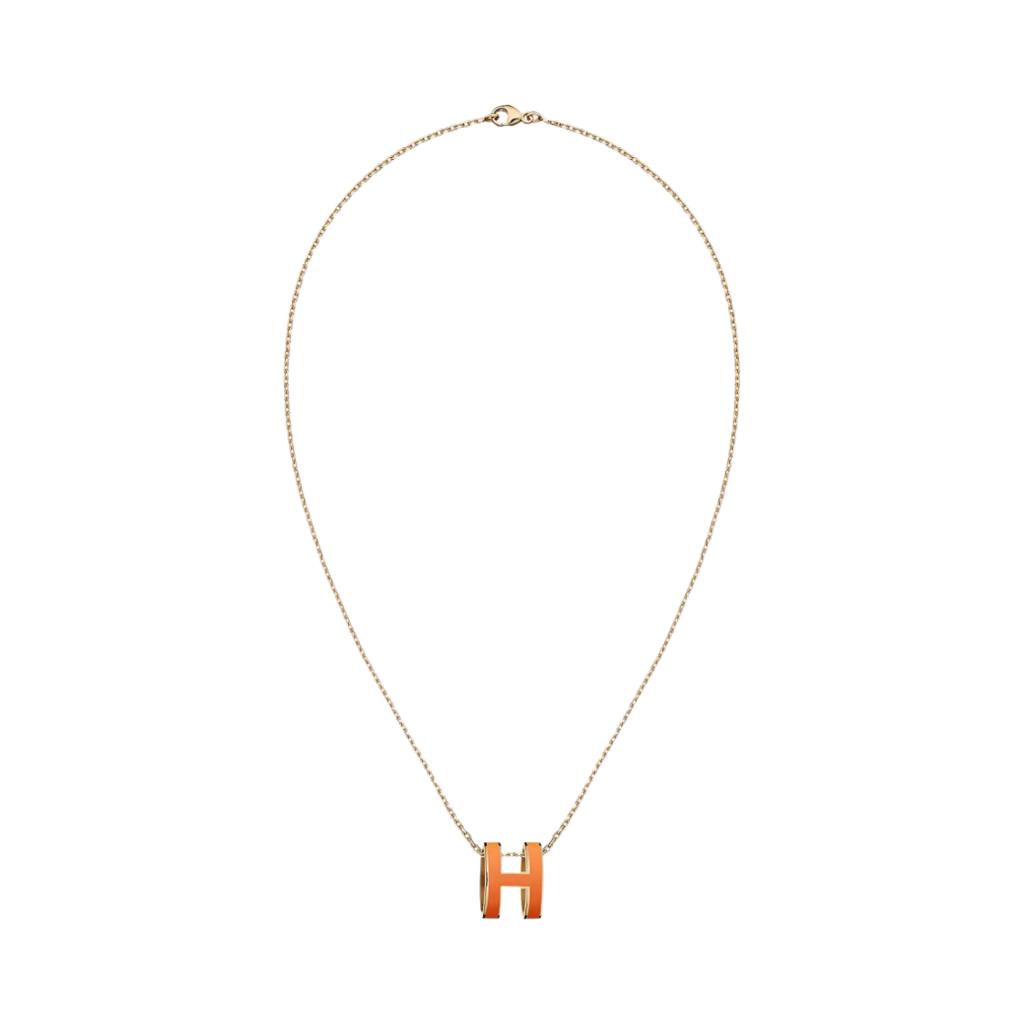 (W) 에르메스 팝아슈 펜던트 골드 하드웨어 & 오랑쥬 소이((W) Hermes Pop H Pendant Gold & Orange Soie) - 1