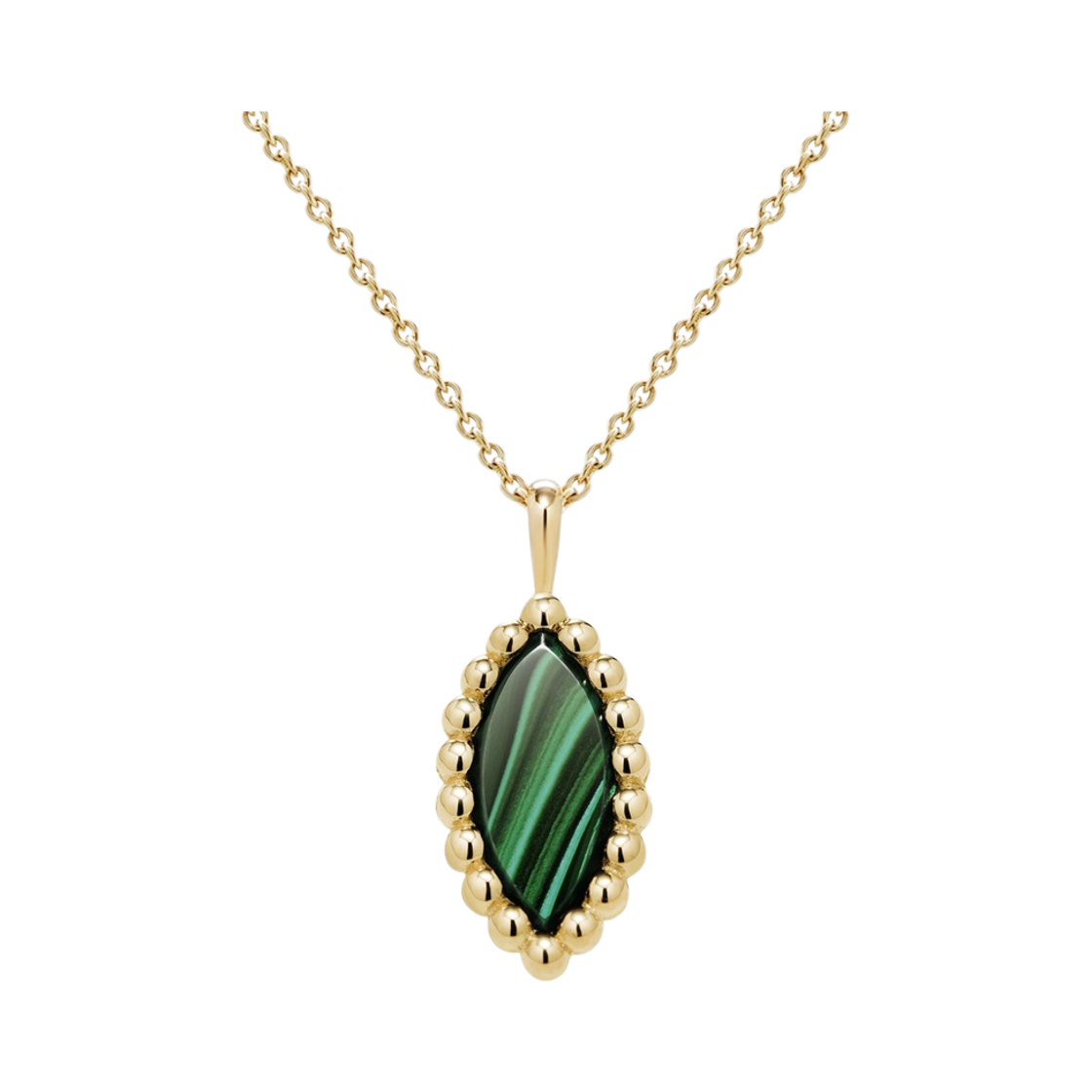 미꼬 우먼 베스티 마퀴즈 말라카이트 네클리스 옐로우 골드