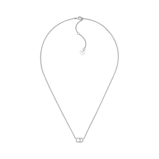 N0717CDLCY-D102 (W) Dior Clair D Lune Necklace Silver Finish Metal White Crystals