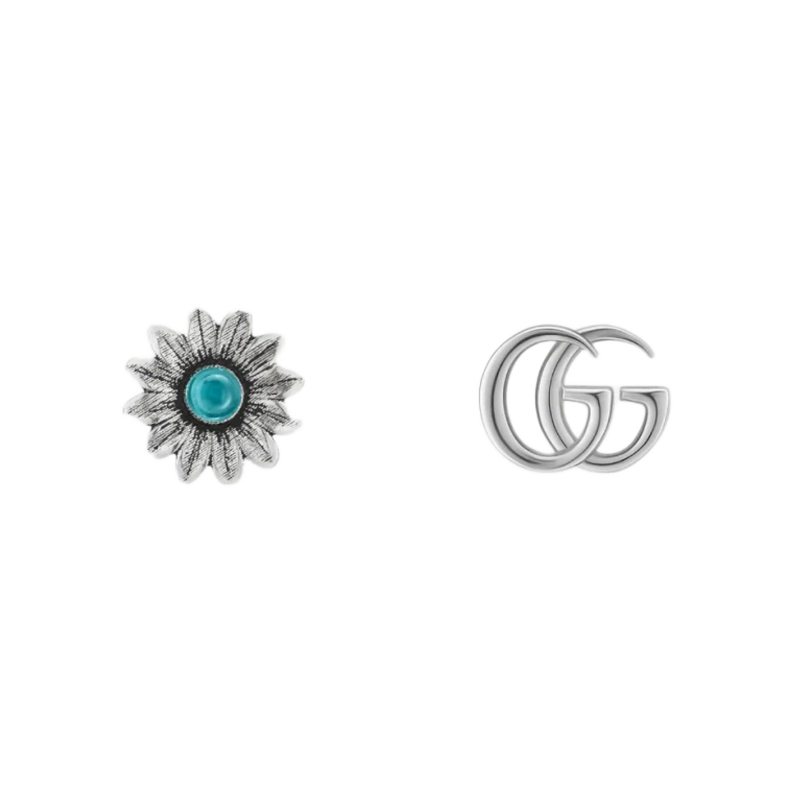 구찌 더블 G 플라워 스터드 이어링 실버 에이지드 피니쉬(Gucci Double G Flower Stud Earrings Silver Aged Finish)