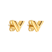 (W) Louis Vuitton Essential V Stud Earrings Gold