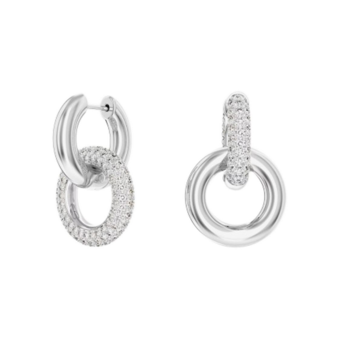 (W) 스와로브스키 덱스테라 후프 이어링 화이트 로듐 플래팅((W) Swarovski Dextera Hoop Earrings White Rhodium Plated) - 1