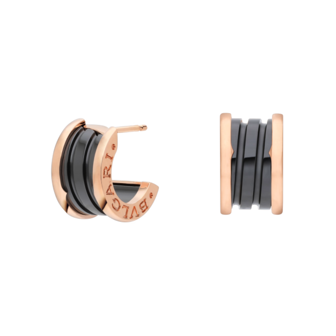 347405 Bulgari B.Zero1 Earrings Rose Gold Black Ceramic