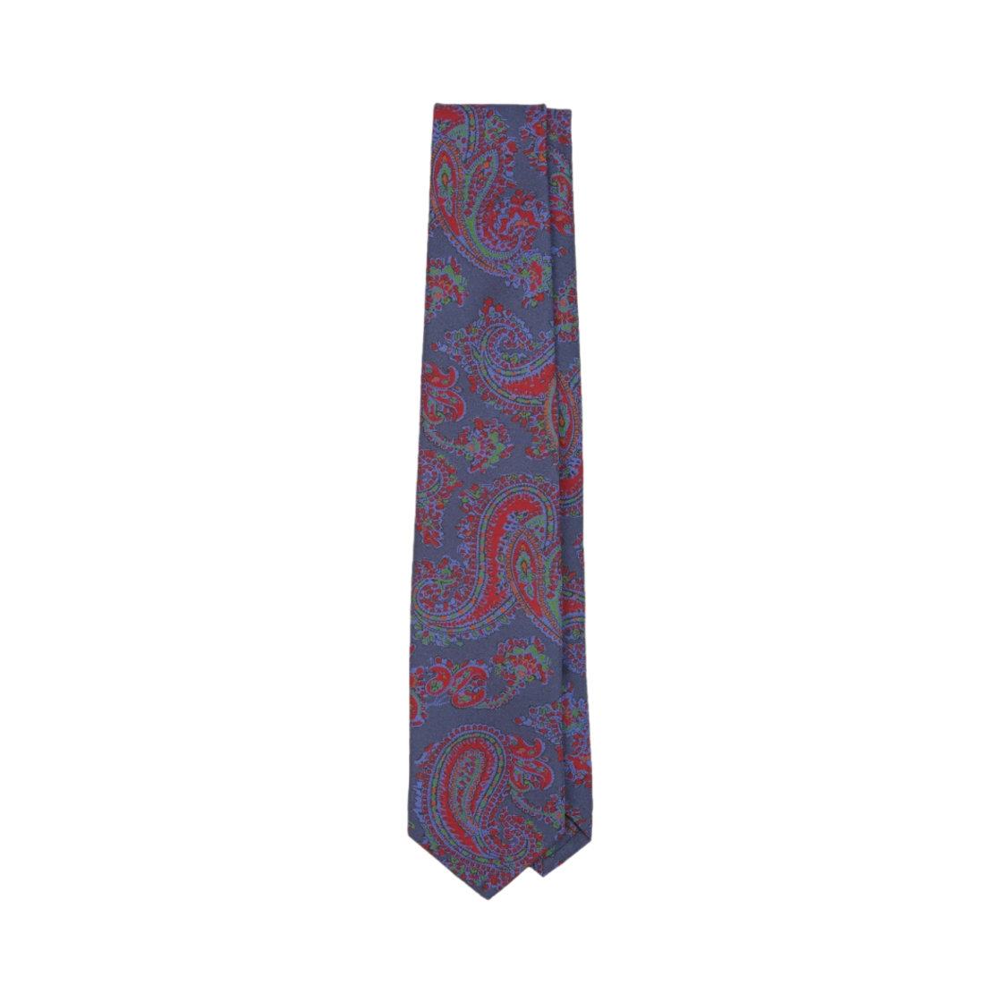 DR1AAS-24647-02-251 Drake's Paisley Print Silk Self Tipped Tie Navy