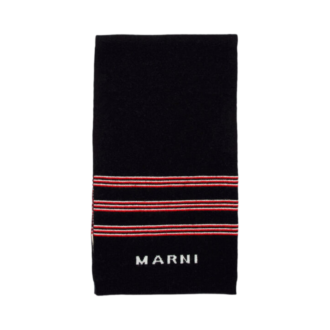 (키즈) 마르니 스트라이프 울 블렌드 스카프 블랙((Kids) Marni Striped Wool Blend Scarf Black)