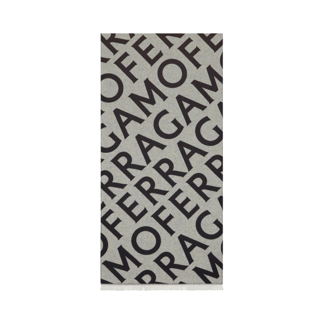 320795-770199 Ferragamo Double Scarf with Lettering Navy Blue Beige