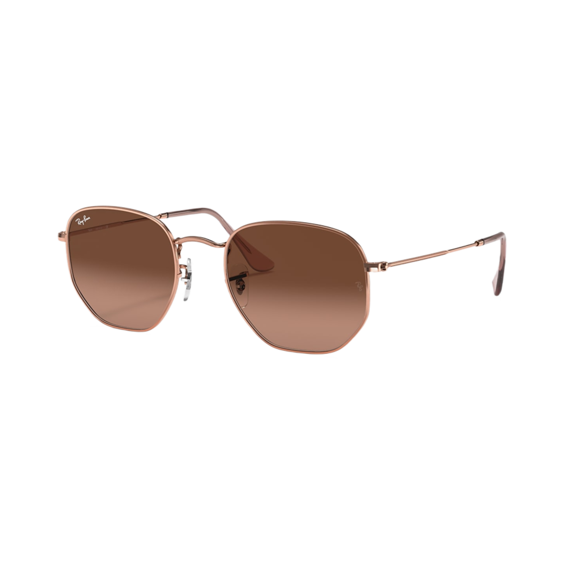 레이밴 헥사고날 폴리쉬드 코퍼 프레임 브라운 플랫 렌즈 하이 브릿지 핏(Ray-Ban Hexagonal Polished Copper Frame Brown Flat Lenses High Bridge Fit) - 1