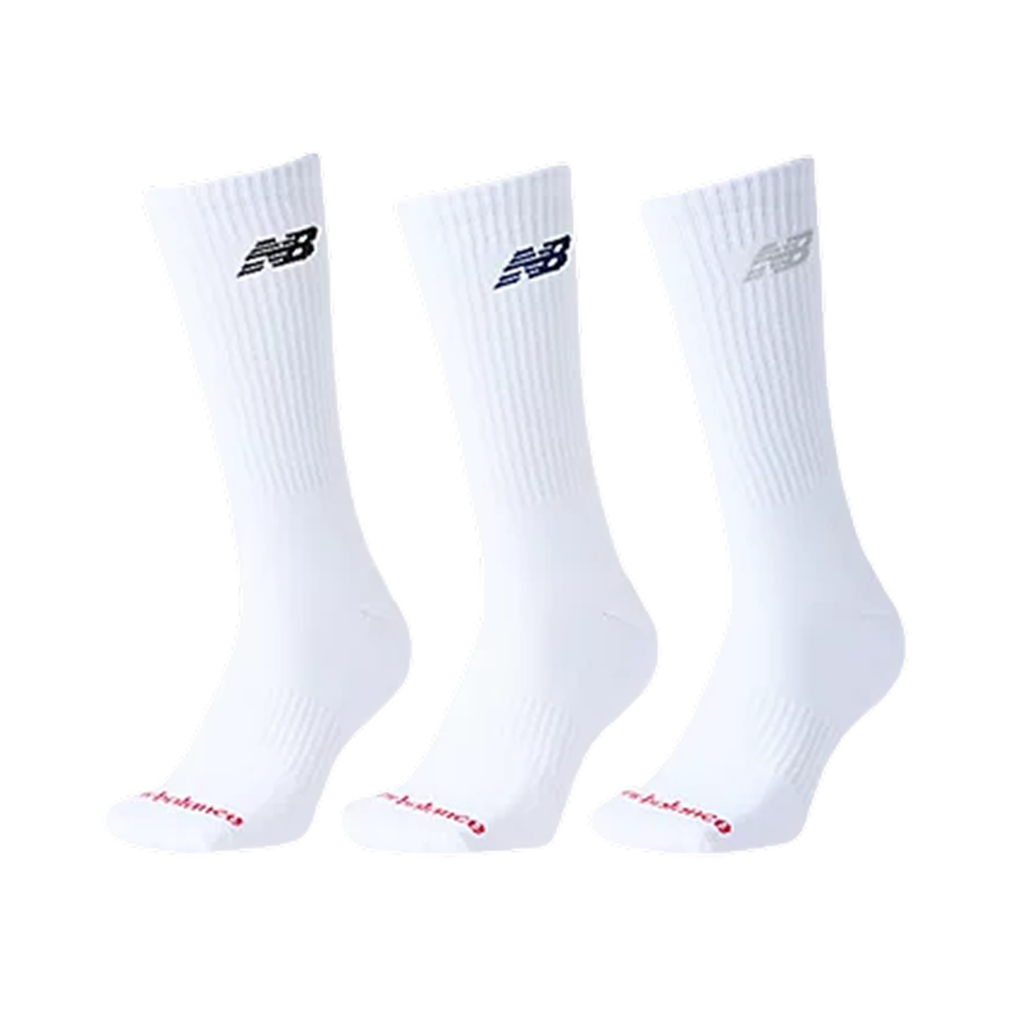 LAS55638-WT New Balance Regular Lengh Socks White (3 Pack)