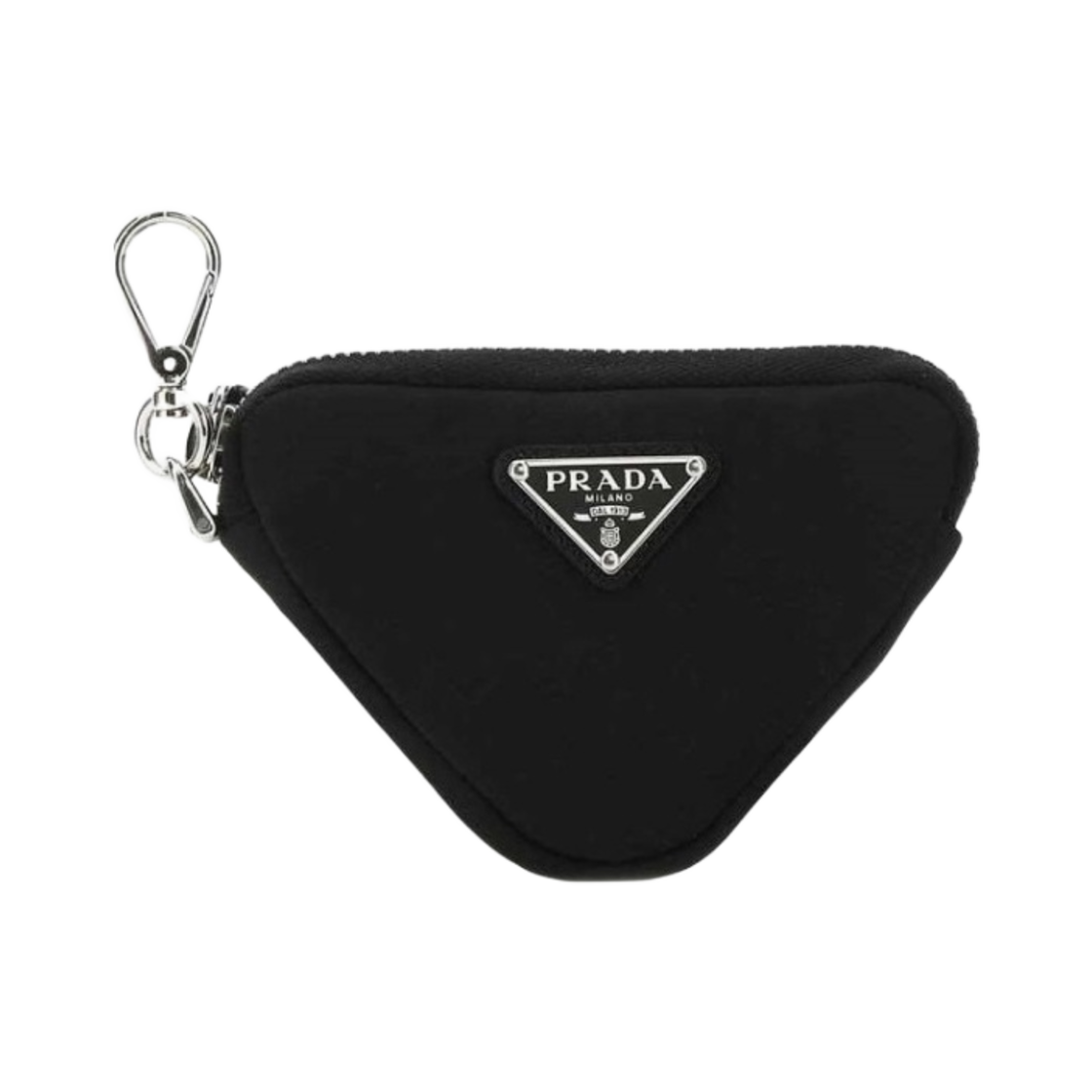 프라다 트라이앵글 로고 파우치 키링 블랙(Prada Triangle Logo Pouch Keyring Black)