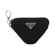 Prada Triangle Logo Pouch Keyring Black