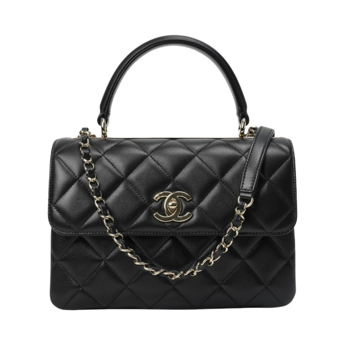 A92236-Y60767-94305 Chanel Small Flap Bag with Top Handle Lambskin & Gold Black