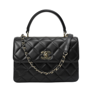 Chanel Small Flap Bag with Top Handle Lambskin & Gold Black