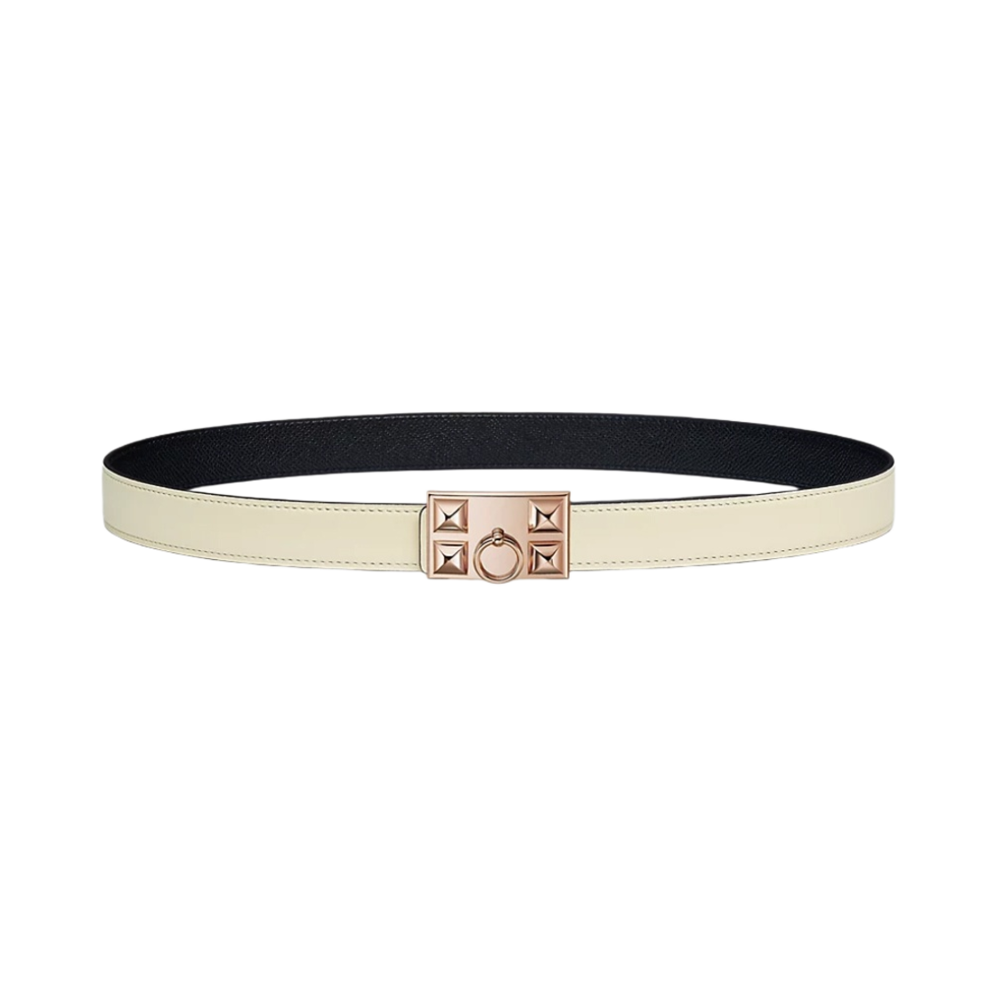 (W) 에르메스 꼴리에 드 샹 벨트 버클 & 리버서블 가죽 스트랩 24mm & 핑크 골드 나타 누아((W) Hermes Collier De Chien Belt Buckle & Reversible Leather Strap 24mm & Pink Gold Nata Noir) - 1