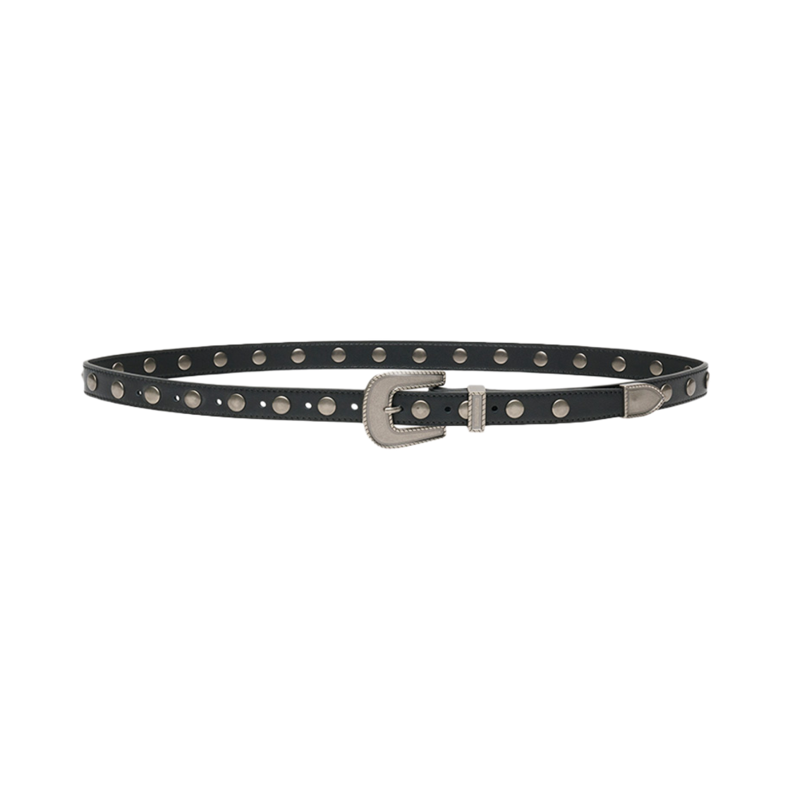 르마스크 슬림 락 스터드 남자 여자 가죽 벨트 17mm 블랙(Le Masque Slim Rock Stud Unisex Leather Belt 17 mm Black)