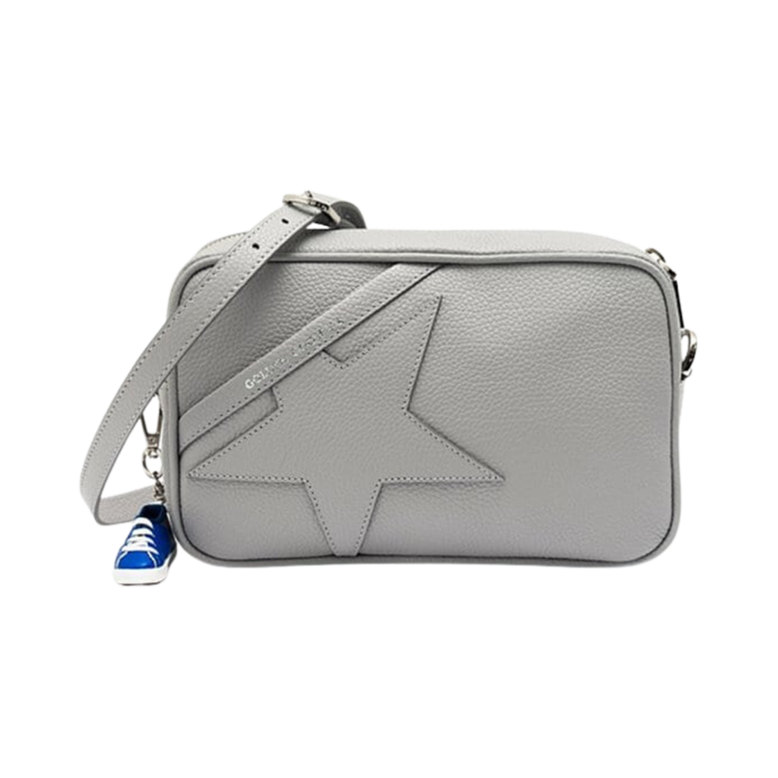 GWA00101-A000314-60338 Golden Goose Hammered Leather Star Crossbody Bag Pearl Grey