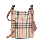 Burberry Haymarket Check Lorne Bucket Crossbody Bag Light Elderberry