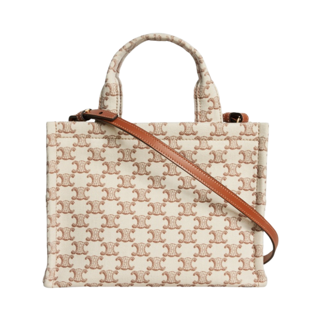 셀린느 트리옹프 캔버스 프린트 카프스킨 텍스타일 타이스 스몰 카바스 화이트(Celine Small Cabas Thais in Textile with Triomphe Canvas Print and Calfskin White) - 3