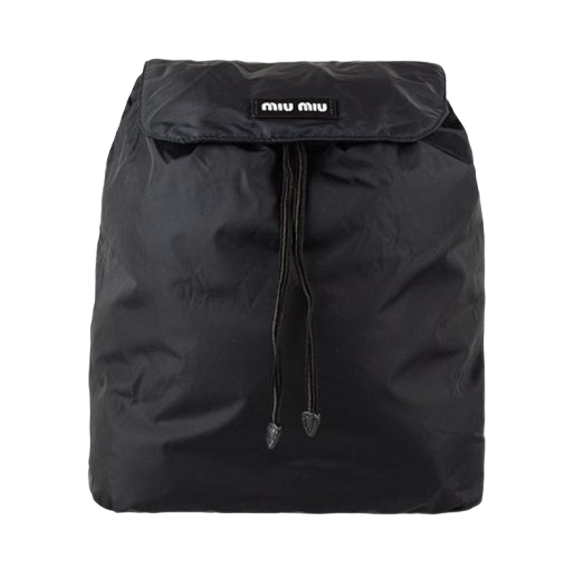 미우 미우 로고 패치 패커블 나일론 백팩 블랙(Miu Miu Logo Patch Packable Nylon Backpack Black) - 1