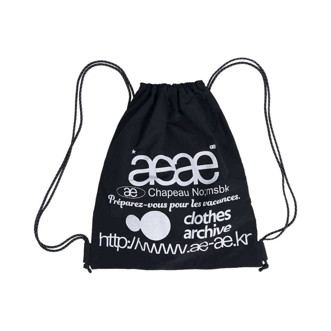 에이이에이이 웹 로고 짐색 블랙(AEAE Web Logo Gym Sack Black)