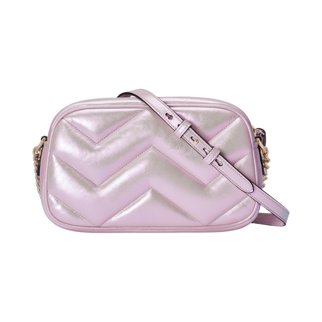 구찌 GG 마몽 스몰 숄더백 핑크 이리디센트 레더(Gucci GG Marmont Small Shoulder Bag Pink Iridescent Leather) - 4
