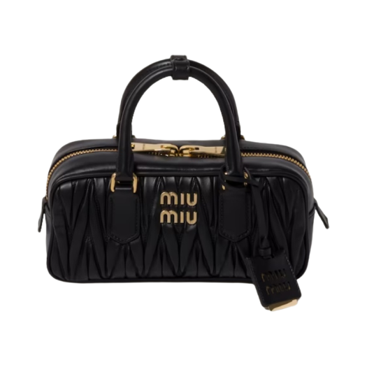 5BB142-N88-F0002 Miu Miu Arcadie Matelasse Nappa Leather Bag Black