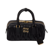 Miu Miu Arcadie Matelasse Nappa Leather Bag Black
