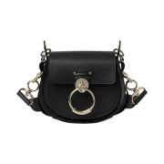 Chloe Small Tess Bag in Shiny & Suede Calfskin Black