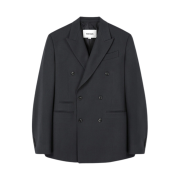 Tonywack Wool Twill Double-Breasted Tailored Blazer Carbon Grey