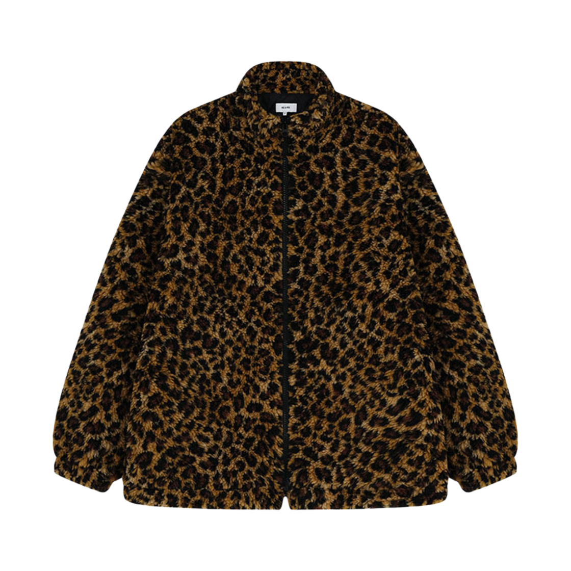 244-1403-25 VIS A VIS Leopard Oversized Fleece Zip Up Jacket Brown Leopard
