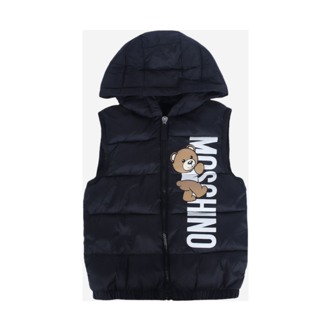 HUS04QL3A6960100 (Kids) Moschino Teddy Logo Padded Vest Jacket Black