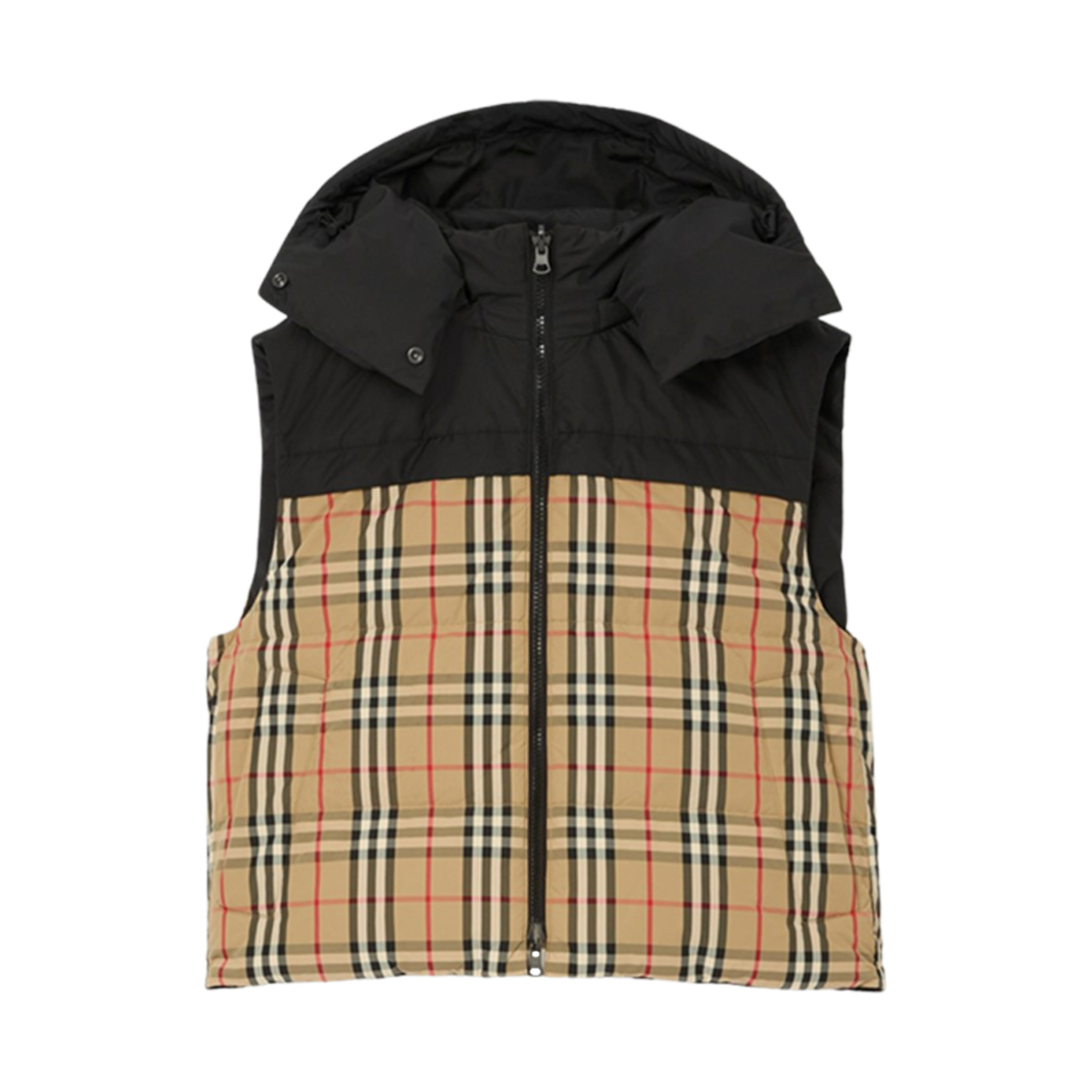 8072686 (W) Burberry Reversible Check Puffer Gilet Archive Beige
