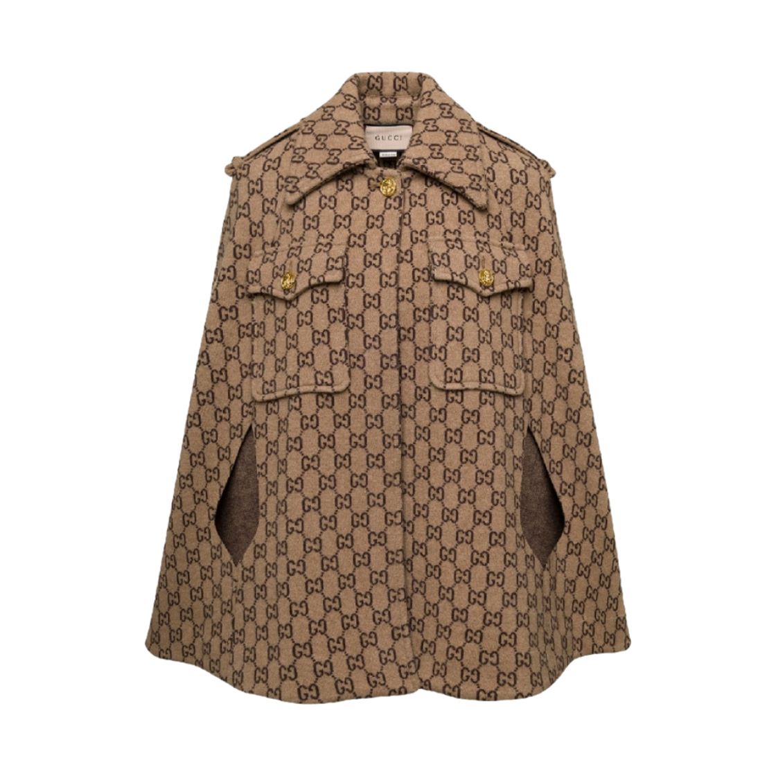 610488-XKA5U-9751 (W) Gucci GG Wool Cape Beige Ebony