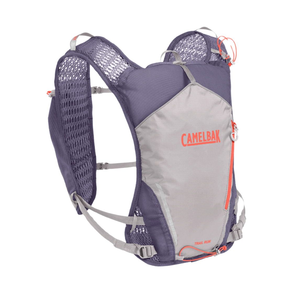 (W) 카멜백 트레일 런 베스트 실버 더스크 퍼플 (500ml 퀵 스토우 플라스크 2개 포함)((W) Camelbak Trail Run Vest Silver Dusk Purple (With Set of 2 500ml Quick Stow Flasks))