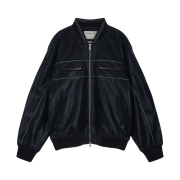 Matin Kim Leather Baseball Jumper Dark Navy