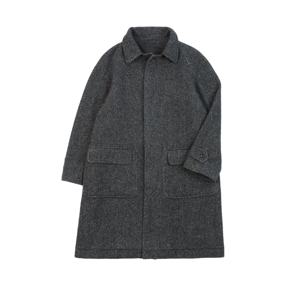 DR2A1P-24521-01-600-36 Drake's Herringbone Wool Raglan Coat Grey
