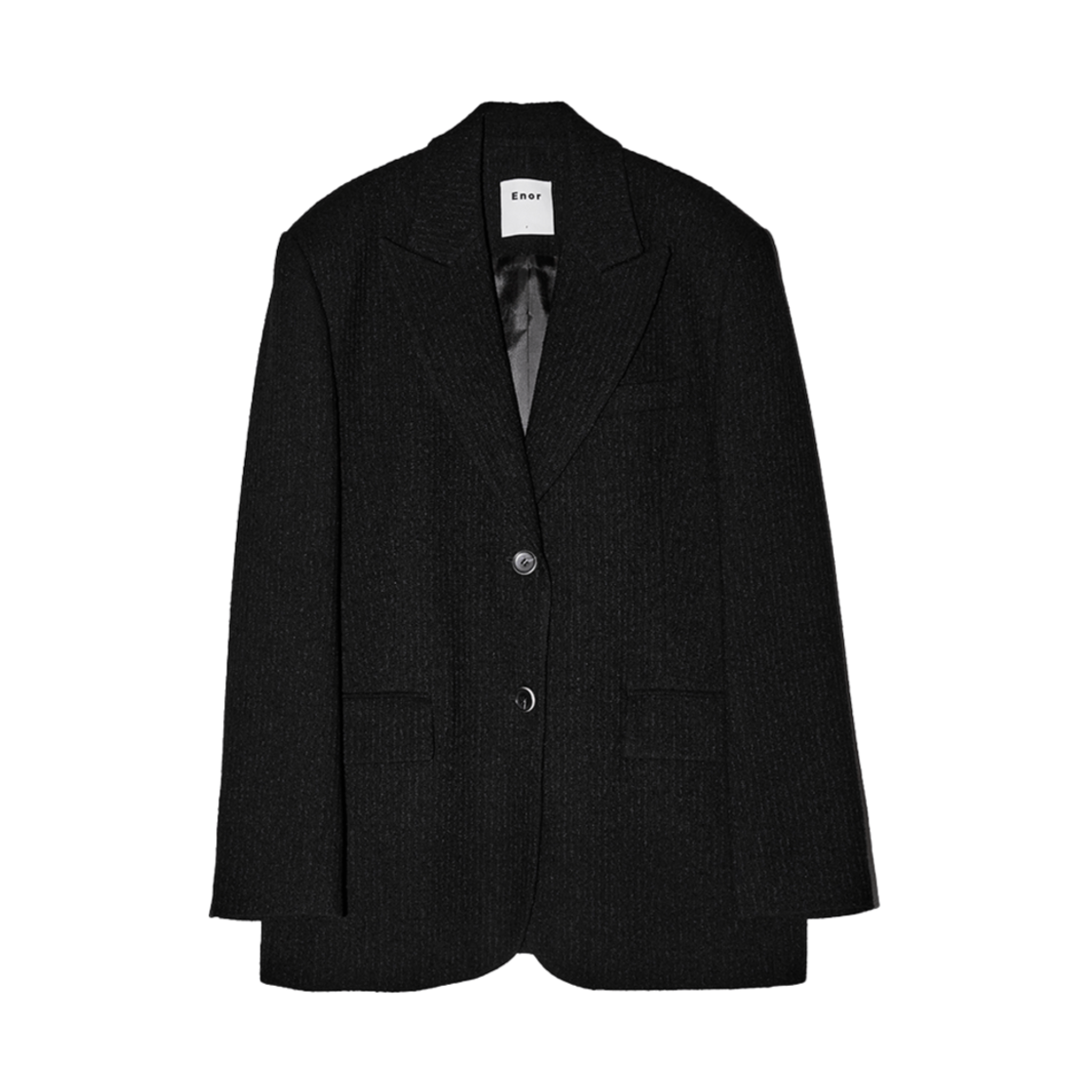 엔오르 우먼 스트라이프 트위드 싱글 자켓 블랙(Enor Women Stripe Tweed Single Jacket Black)