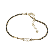 (W) Chanel Choker Metal Lambskin Strass & Gold Black Crystal