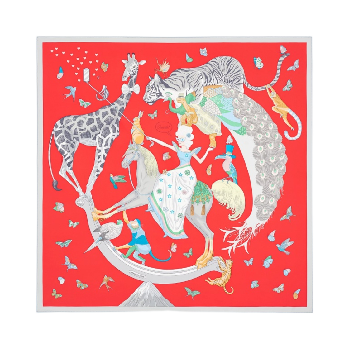(W) 에르메스 스토리 스카프 90 그르나딘 그리 베르((W) Hermes Story Scarf 90 Grenadine Gris Vert) - 1