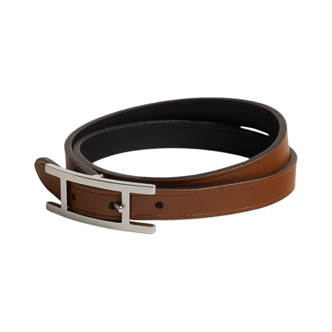 에르메스 비아피 더블 투어 브레이슬릿 샤모니 타델락트 팔라듐 하드웨어 & 누아 포브(Hermes Behapi Double Tour Bracelet Chamonix Tadelakt Palladium & Noir Fauve) - 2